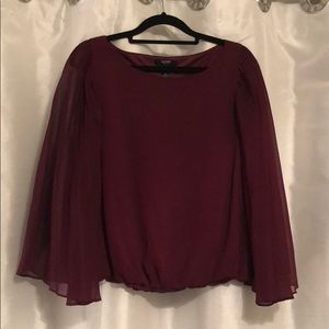 Eggplant purple flutter sleeve blouse